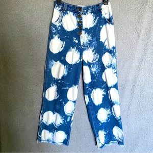 ) The Fifth Label Jeans Womens Size 4 Blue White Splash Tie Dye Bleached